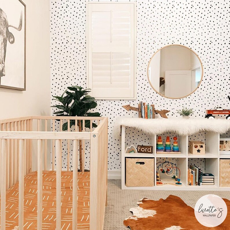 Eclectic Spots Nursery Removable Wallpaper Baby Room Wall Art Etsy