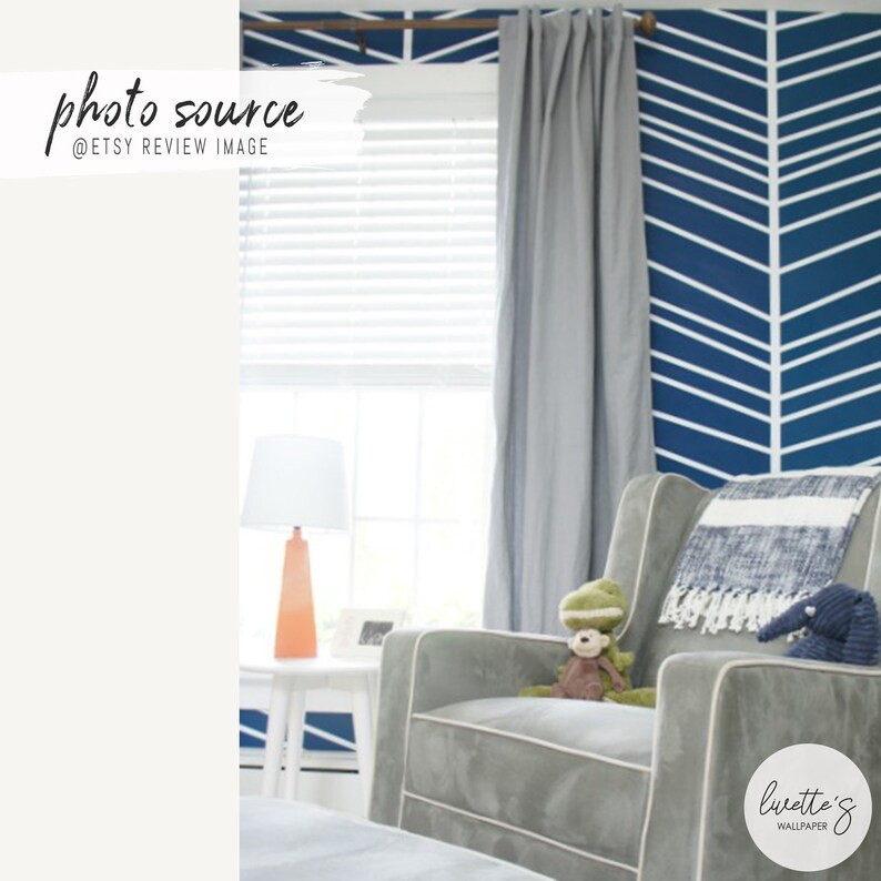 Large Herringbone Wallpaper Nursery Decor Temporary Wall Etsy