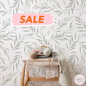 Fern Leaves Removable Wallpaper, Minimal Nursery Design