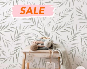 Fern Leaves Removable Wallpaper, Minimal Nursery Design