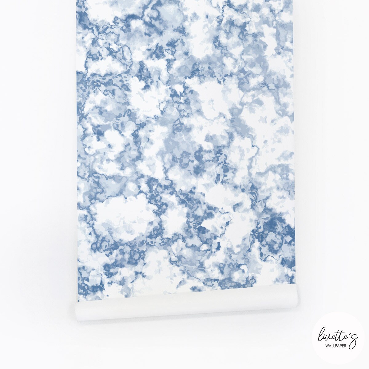 Blue Marble Removable Wallpaper Watercolor Nursery Print Etsy