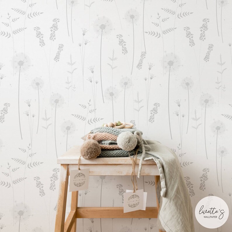 Minimal Nursery Removable Wallpaper Meadow Design Baby Room Etsy
