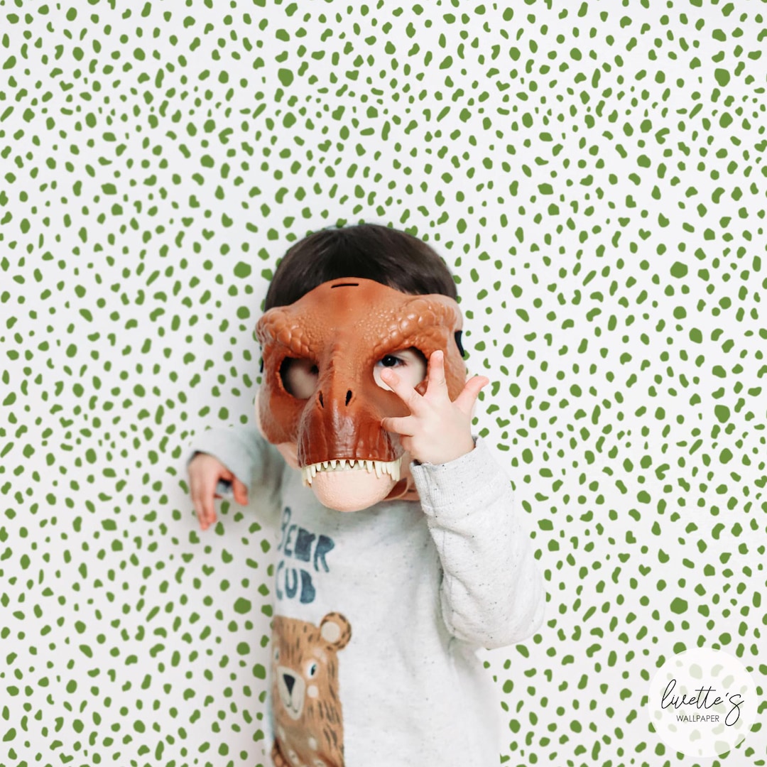 Grass Green Dalmatian Removable Wallpaper Kids Bedroom Animal Etsy
