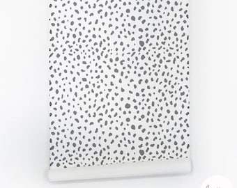 Grey Dalmatian Spot Removable Wallpaper, Nursery Decor