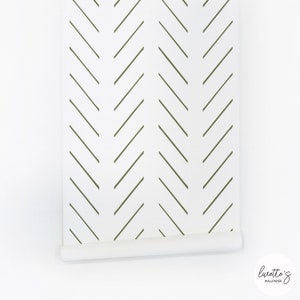 Peel And Stick Wallpaper Olive Green Herringbone Wallpaper Removable Accent Wallpaper Custom Made Kids Nursery Wall Mural By Livettes