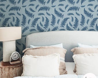 Blue Fern Botanical Wallpaper – Textured Ocean Theme for Kids Bedroom