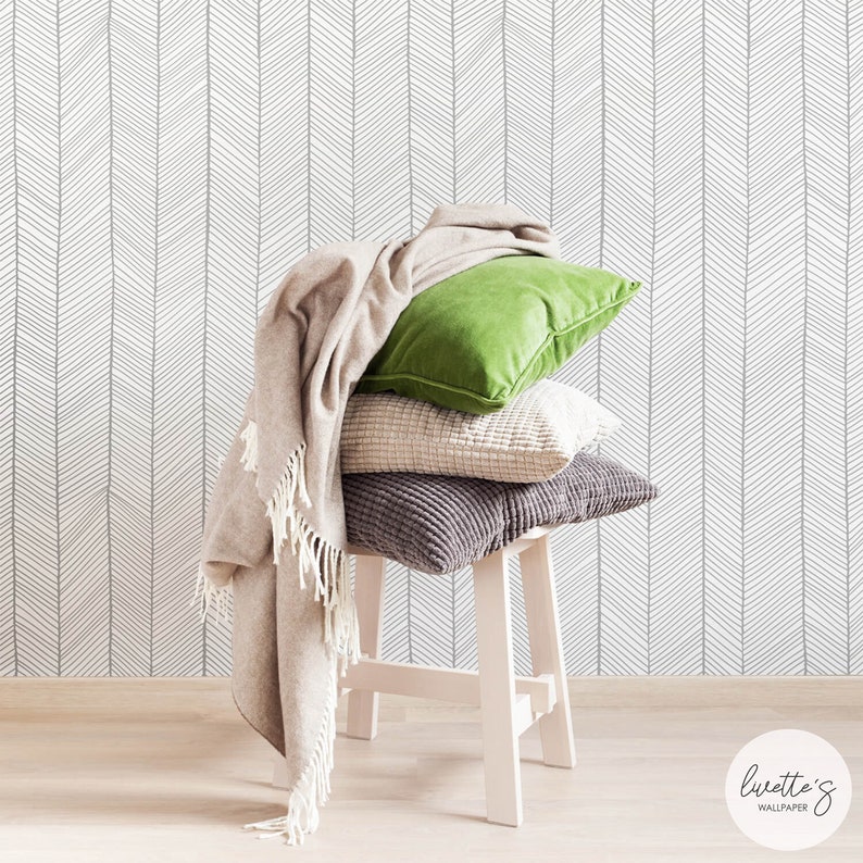 Nursery Wall Art Nordic Herringbone Wallpaper Removable or Etsy
