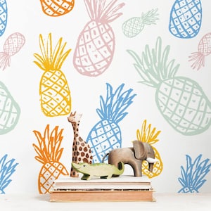 Tropical Peel And Stick Wallpaper Pineapple Wallpaper Cool Colorful Wallpapers Colours For Accent Walls Cute Pastel Wallpapers Toddler Room
