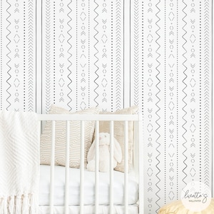 Black And White Wallpaper For Kids Nursery Decor Geometric Accent Wall Peel And Stick Fabric Wallpaper Self Adhesive Temporary Wall Paper