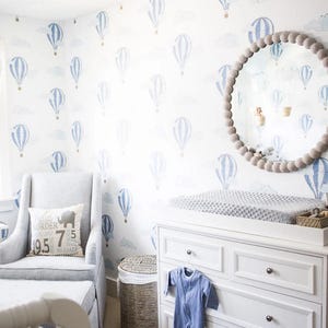 Wallpaper For Boys Room Cute Blue Wallpaper Peel And Stick Fabric Wallpaper Watercolor Decor Temporary Nursery Wallpaper Custom Made Wall