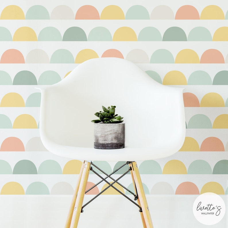 Geometric cloud wallpaper in colorful pastel tones