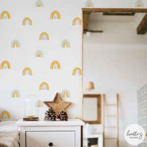 Peel And Stick Wallpaper Rainbow Pattern Kids Wallpaper Removable Temporary Wall Paper Custom Made Accent Wallpaper By Livettes Wallpaper