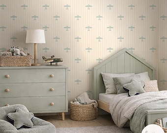 Airplane Wallpaper: Metallic Pearl Finish, Transport Theme