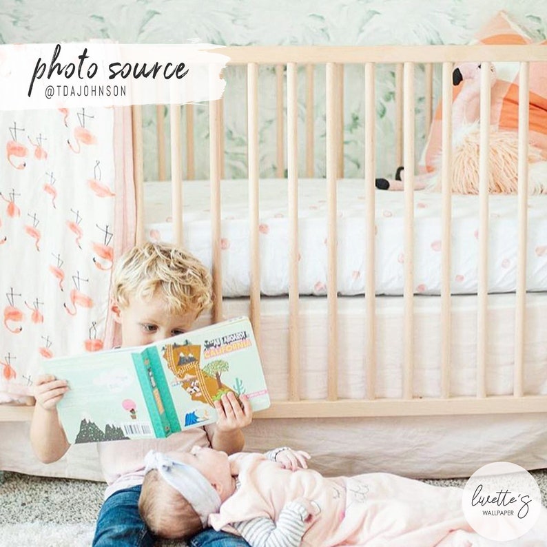 Baby Girl Nursery Palm Leaf Removable Wallpaper Girls Bedroom Etsy