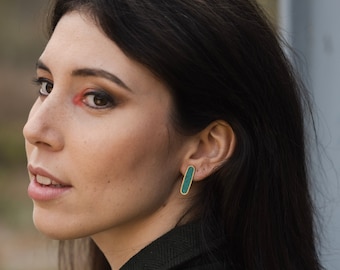 Round earrings in colored CEMENT. Hoop stud earrings. Lightweight, hypoallergenic earrings. Brass circle earrings