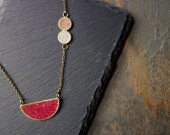 Geometric COLORED CEMENT necklaces. Elegant and minimal necklaces with brass inserts.