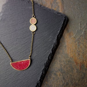 Geometric COLORED CEMENT necklaces. Elegant and minimal necklaces with brass inserts.