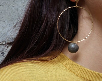 RAW PENDANT CONCRETE ball earrings. A perfect Christmas architect or engineer gift, made in Italy, available in black or gray cement.