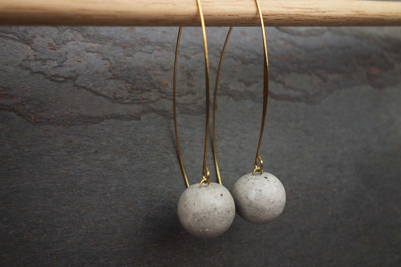 RAW PENDANT CONCRETE ball earrings. A perfect Christmas architect or engineer gift, made in Italy, available in black or gray cement. image 7