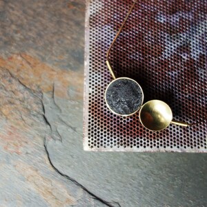 Necklace in geometric colored CEMENT. Elegant and minimal necklaces with brass inserts. Available in 2 shapes and 2 different colors BLACK - NERO