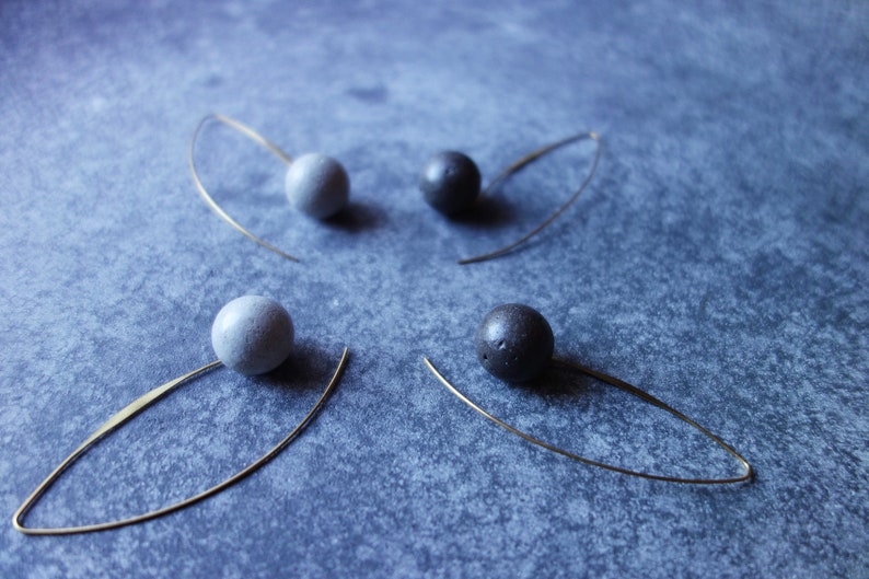 RAW PENDANT CONCRETE ball earrings. A perfect Christmas architect or engineer gift, made in Italy, available in black or gray cement. image 9