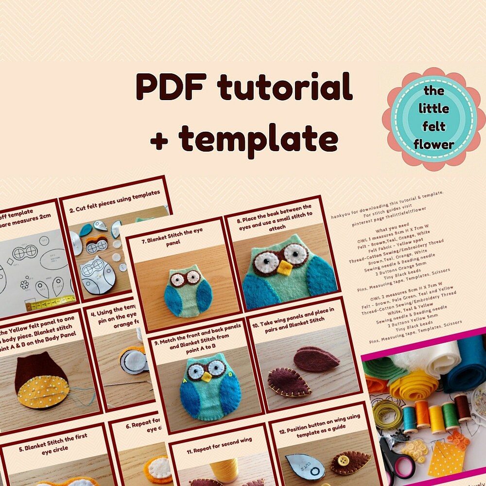 Felt Pattern-felt Owls-owl Sewing Pattern-decor-felt PDF Pattern-owl