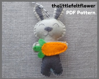 Felt Easter Bunny pattern-Felt Bunny Pattern - Easter Sewing Pattern Tutorial-Felt PDF Pattern-Felt Patterns-DIY Gift-Easter Ornament