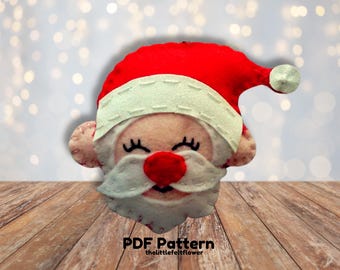 Santa Felt Christmas Ornament Pattern: Easy Sewing (PDF Pattern)