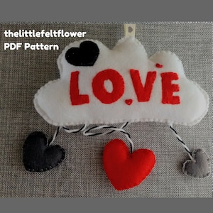 Felt Pattern-Felt-Cloud Pattern-Felt cloud decoration-Cloud sewing pattern-Felt PDF Pattern-Felt Love Cloud Ornament-Decor pattern-DIY Gift image 1