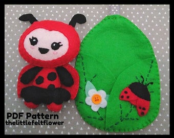 Felt Ladybird Pattern, Felt Ladybug Pattern, Felt PDF pattern, Ladybug, Felt pattern, Felt PDF pattern, Ladybird