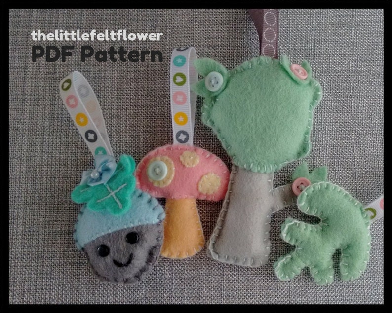 Felt Pattern-Felt-Woodland Tree-Acorn-Toadstool-Acorn Leaf Decor-Sewing Pattern Tutorial-Felt PDF Pattern-DIY Gift-Felt Woodland image 1