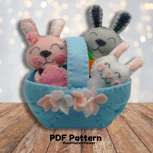 Felt Easter Basket Pattern + Felt Bunny Patterns - Easter Sewing Pattern Tutorial-Felt PDF Pattern-Felt Patterns-DIY Gift-Easter Ornament