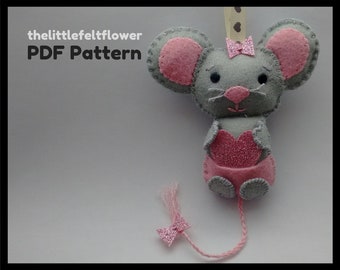 Felt Pattern- Felt-Mouse-Sewing Pattern Tutorial-Felt PDF Pattern-Decor-Felt Mouse Ornament-Felt Patterns-Decor pattern-DIY Gift