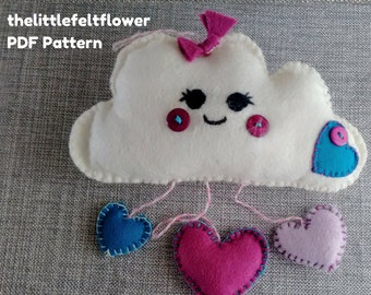 Felt Pattern-Felt-Cloud Pattern-Felt cloud decoration-Cloud sewing pattern-Felt PDF Pattern-Felt Love Cloud Ornament-Decor pattern-DIY Gift