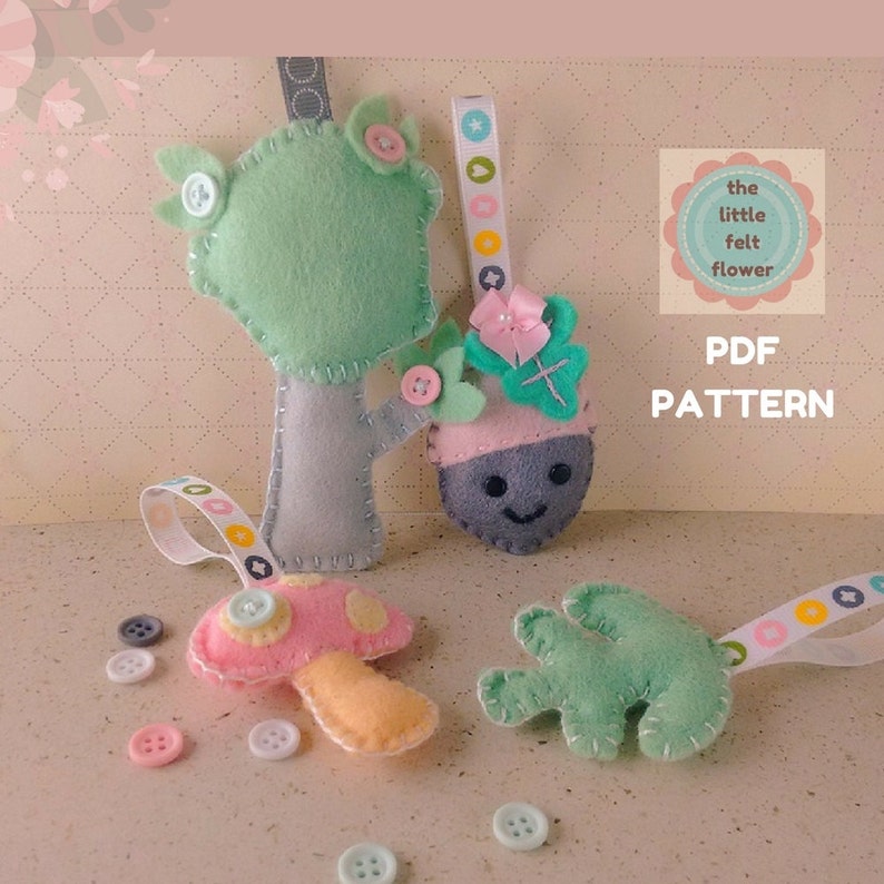 Felt Pattern-Felt-Woodland Tree-Acorn-Toadstool-Acorn Leaf Decor-Sewing Pattern Tutorial-Felt PDF Pattern-DIY Gift-Felt Woodland image 5