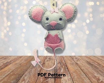 Felt Mouse Ornament Sewing Pattern: DIY Craft Tutorial (PDF Pattern)