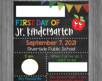 Teacher Template First Day of School Sign | First Day of School Chalkboard Photo Prop | Personalized Back to School Sign