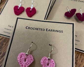 Crocheted Heart Earring