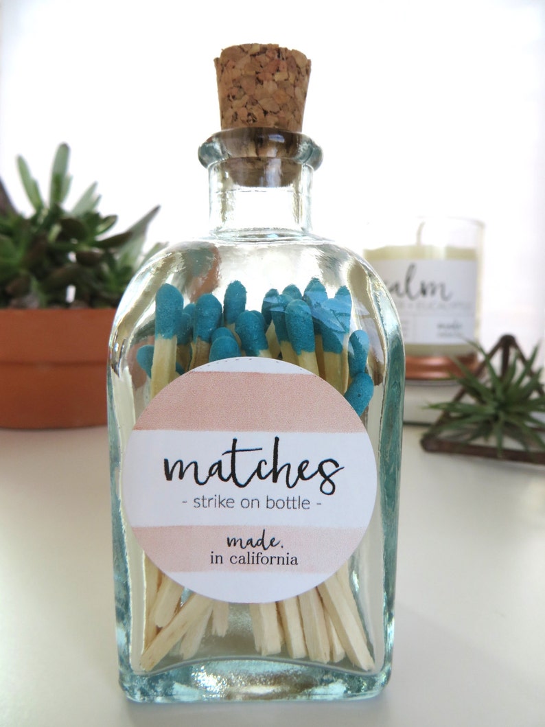 Corked Match Jar Clear Apothecary Bottle Colored Matches Etsy