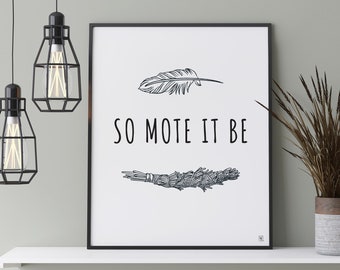 Así mote ser arte de pared imprimible, bruja, hechizos, blanco y negro, impresión de arte, cartel, pagano, Wiccan, arte digital