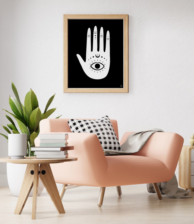 Evil Eye Printable Wall Art Witch Hamsa Hand Black and - Etsy