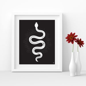 Snake Illustration Printable Wall Art, Kundalini Energy, Black and White, Witch, Art Print, Poster, Digital Art, Serpent, Minimalist
