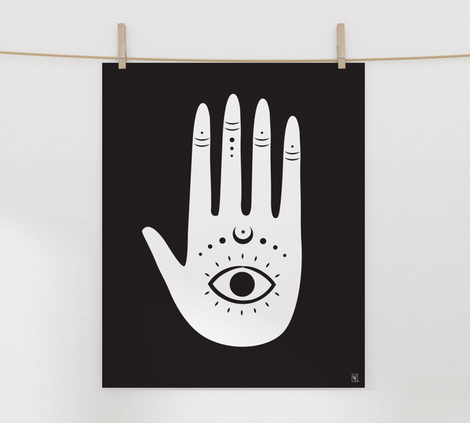 Evil Eye Printable Wall Art Witch Hamsa Hand Black and - Etsy