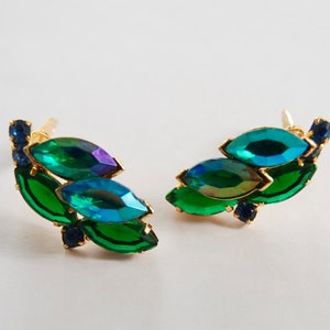 Vintage Aurora Borealis costume jewelry clip on earrings