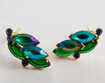 Vintage Aurora Borealis costume jewelry clip on earrings