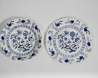 Vintage blue and white Nordic Blue Onion English ironstone plate and bowl