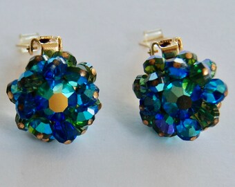 Vintage Hobe cluster bead clip on earrings
