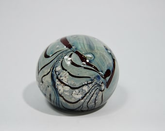 Vintage red, white, and blue art glass paperweight