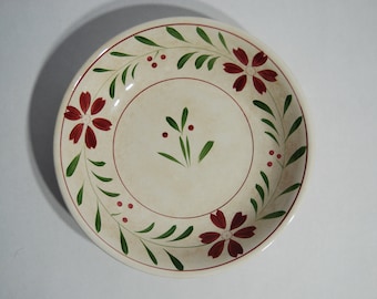 Vintage large farmhouse ironstone serving bowl with floral pattern