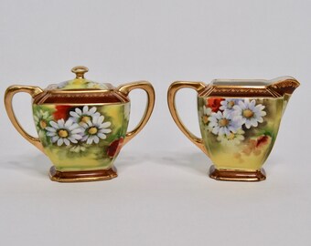 Antique 1918 Noritake hand painted sugar and creamer set